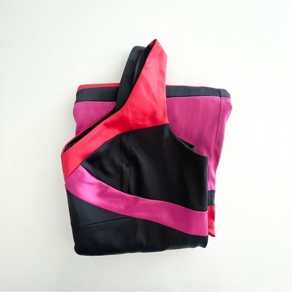 Laura Petite Fitted Dress Bodycon Black Red Pink Satin Sleeveless Sheath Size 6 - Picture 13 of 13